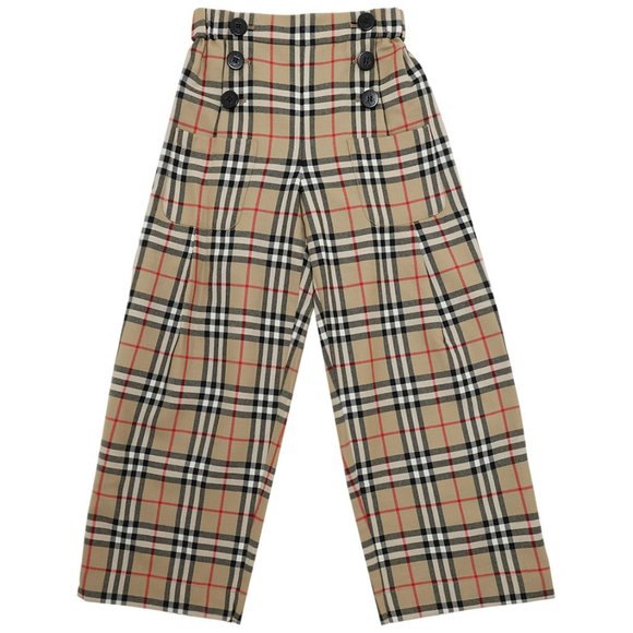 BURBERRY BIG GIRL 12Y CHECK PLAID WOOL WIDE LEG PANTS